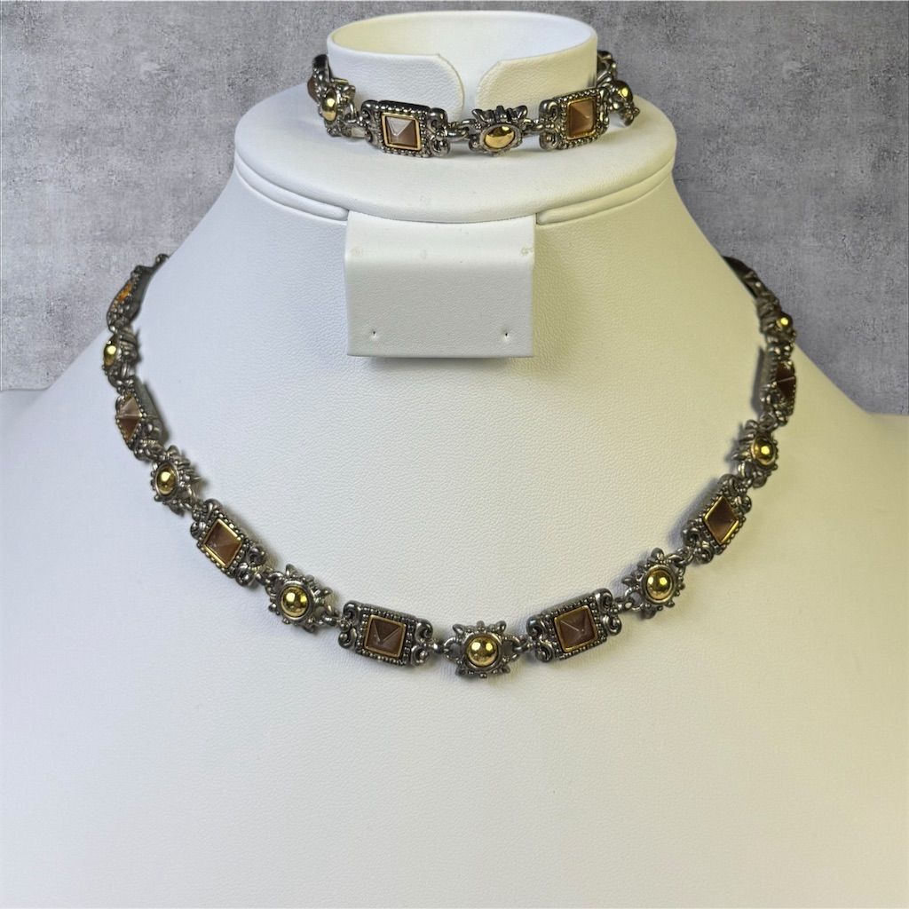 144 Premier Designs Brown Cats Eye Necklace  Bracelet Set Vintage Style